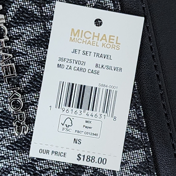 Michael Kors Jet Set Logo MD Card Case Wallet Black - Picture 5 of 6